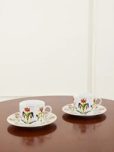 L'Objet Grand Tour Set Of Two Gold-plated Porcelain Teacups And Saucers | Thumbnail 1
