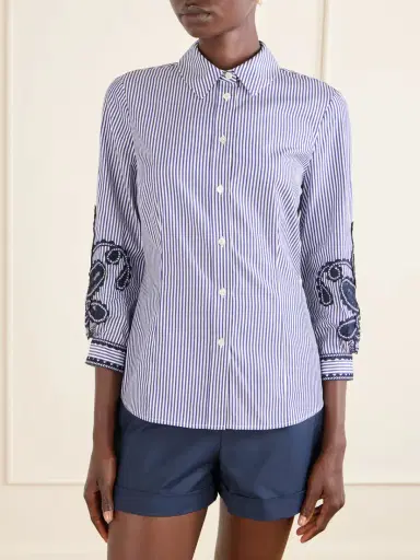 Carolina Herrera Embroidered Striped Cotton-poplin Shirt | Thumbnail 3 Carolina Herrera Embroidered Striped Cotton-poplin Shirt | Thumbnail 3