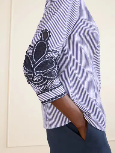 Carolina Herrera Embroidered Striped Cotton-poplin Shirt | Thumbnail 5 Carolina Herrera Embroidered Striped Cotton-poplin Shirt | Thumbnail 5