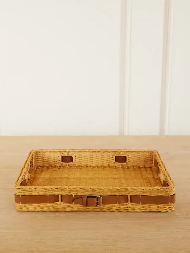 Ralph Lauren Home Bailey Leather-trimmed Rattan Tray