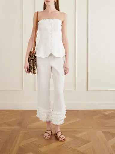Posse Florence Ruffled Linen Straight-leg Pants | Thumbnail 2 Posse Florence Ruffled Linen Straight-leg Pants | Thumbnail 2