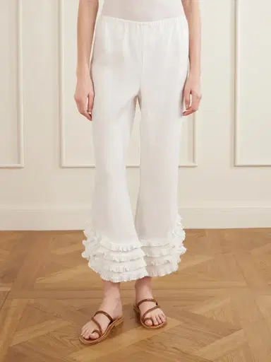 Posse Florence Ruffled Linen Straight-leg Pants | Thumbnail 3 Posse Florence Ruffled Linen Straight-leg Pants | Thumbnail 3