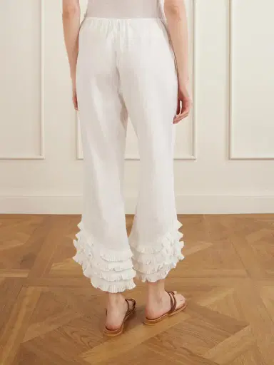Posse Florence Ruffled Linen Straight-leg Pants | Thumbnail 4 Posse Florence Ruffled Linen Straight-leg Pants | Thumbnail 4