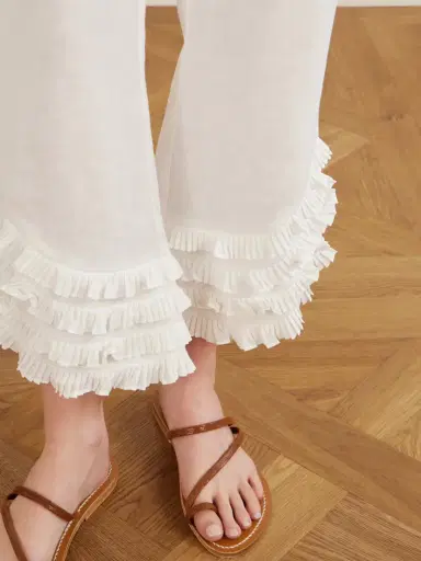 Posse Florence Ruffled Linen Straight-leg Pants | Thumbnail 5 Posse Florence Ruffled Linen Straight-leg Pants | Thumbnail 5