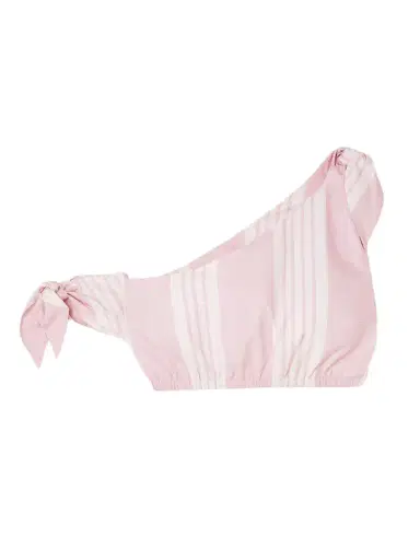 Posse Rosie Cropped One-shoulder Tie-detailed Striped Cotton Top | Thumbnail 1