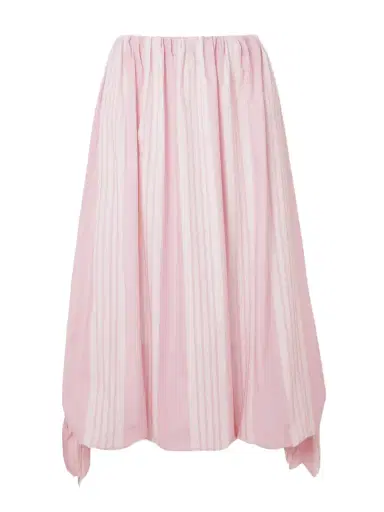 Posse Rose Tie-detailed Striped Cotton Midi Skirt | Thumbnail 1