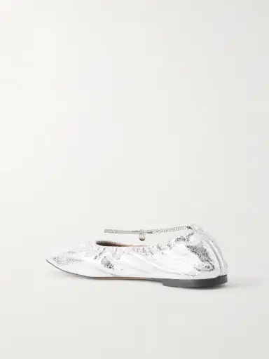 Stella McCartney Embellished Crinkled Metallic Flats | Thumbnail 3 Stella McCartney Embellished Crinkled Metallic Flats | Thumbnail 3