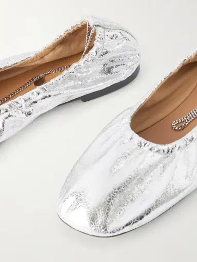 Stella McCartney Embellished Crinkled Metallic Flats | Thumbnail 5 Stella McCartney Embellished Crinkled Metallic Flats | Thumbnail 5