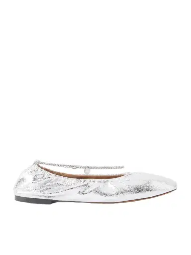 Stella McCartney Embellished Crinkled Metallic Flats | Thumbnail 1 Stella McCartney Embellished Crinkled Metallic Flats | Thumbnail 1