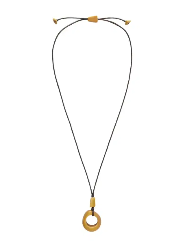 Hunting Season The Circle Pendant Beaded Tagua And Leather Necklace