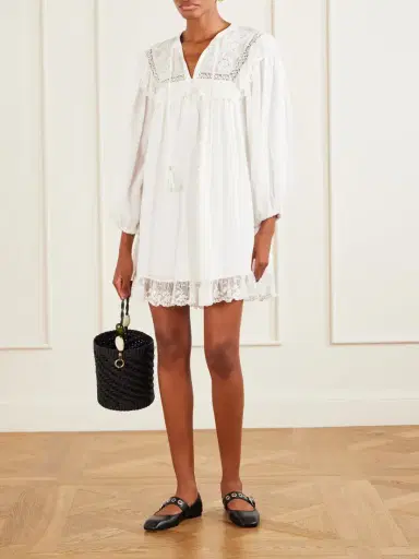 Rixo Inez Floral-embroidered Lace-trimmed Cotton Mini Dress | Thumbnail 2 Rixo Inez Floral-embroidered Lace-trimmed Cotton Mini Dress | Thumbnail 2