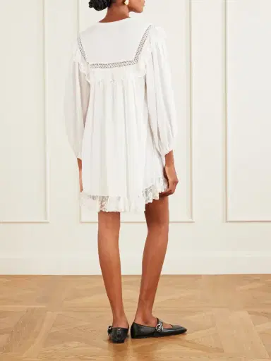 Rixo Inez Floral-embroidered Lace-trimmed Cotton Mini Dress | Thumbnail 3 Rixo Inez Floral-embroidered Lace-trimmed Cotton Mini Dress | Thumbnail 3