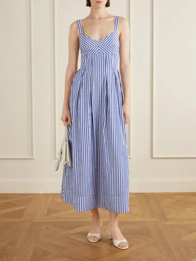 La Ligne Madeline Pleated Striped Cotton-poplin Maxi Dress | Thumbnail 2
