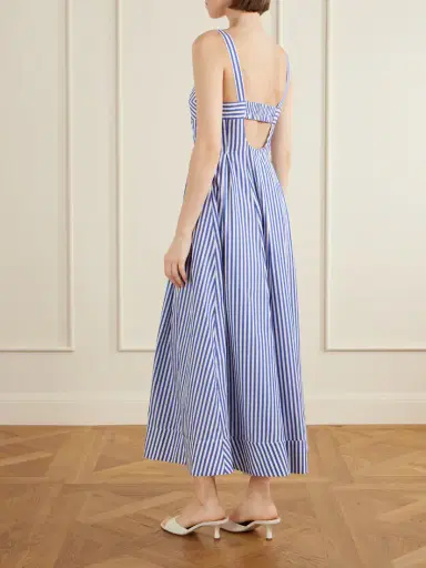 La Ligne Madeline Pleated Striped Cotton-poplin Maxi Dress | Thumbnail 3