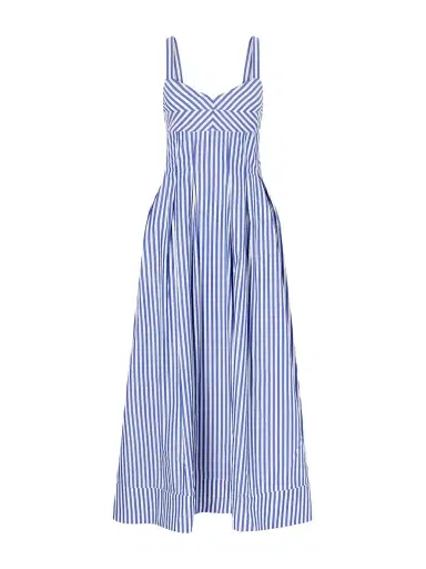 La Ligne Madeline Pleated Striped Cotton-poplin Maxi Dress | Thumbnail 1