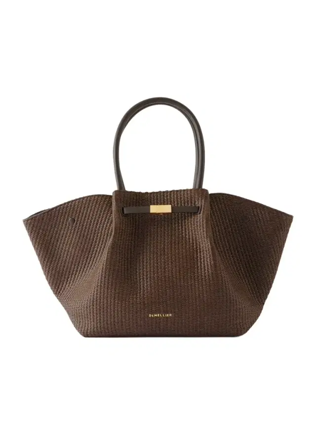 DeMellier The New York Large Leather-trimmed Raffia Tote