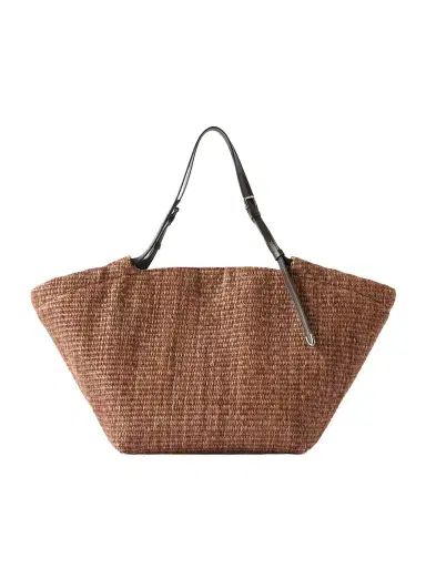 Brunello Cucinelli Leather-trimmed Raffia Tote | Thumbnail 1 Brunello Cucinelli Leather-trimmed Raffia Tote | Thumbnail 1