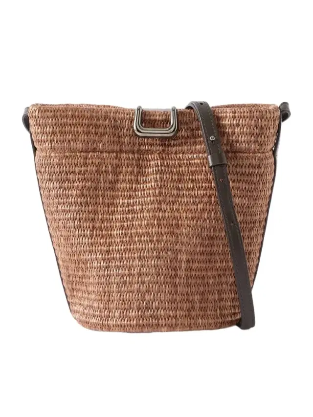 Brunello Cucinelli Leather-trimmed Raffia Bucket Bag