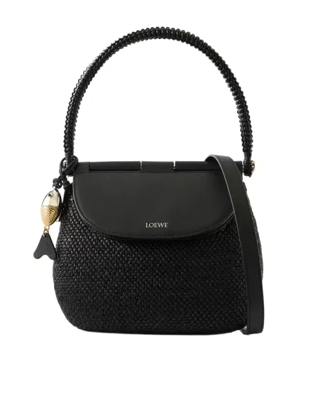 Loewe + Paula's Ibiza Pescador Medium Embellished Leather-trimmed Raffia Shoulder Bag