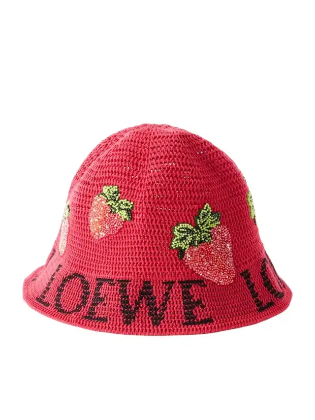 Loewe + Paula's Ibiza trawberry Embellished Cotton Bucket Hat