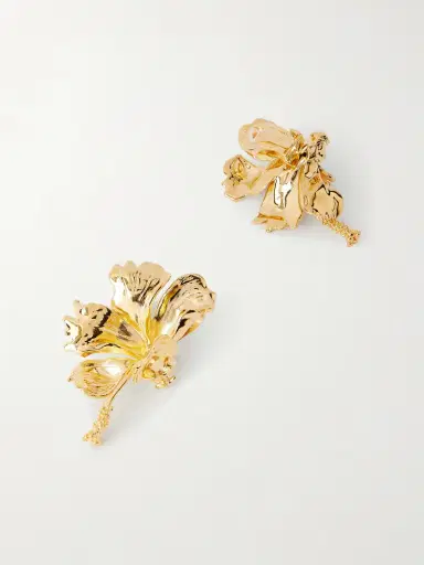 Oscar de la Renta Hibiscus Gold-tone Earrings | Thumbnail 3