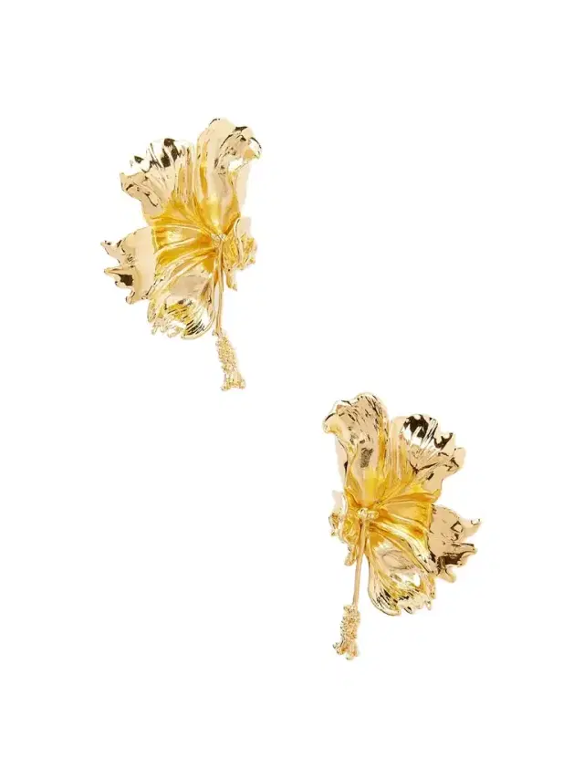 Hibiscus Gold-tone Earrings