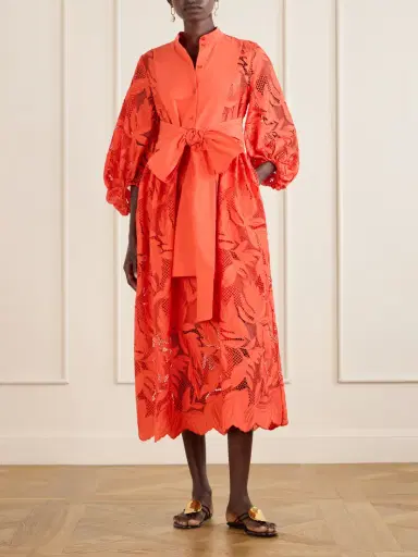 Erdem Bow-detailed Embroidered Poplin And Lace Midi Dress | Thumbnail 2 Erdem Bow-detailed Embroidered Poplin And Lace Midi Dress | Thumbnail 2