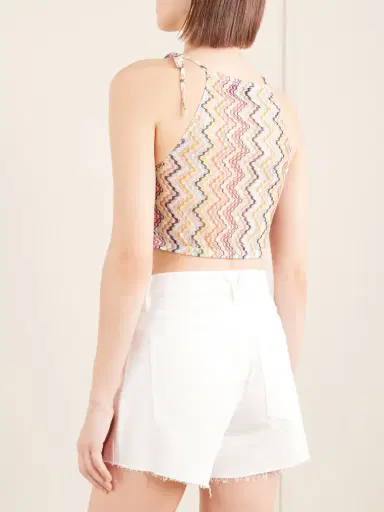 Missoni Cropped Gathered Striped Mesh Halterneck Top | Thumbnail 3 Missoni Cropped Gathered Striped Mesh Halterneck Top | Thumbnail 3