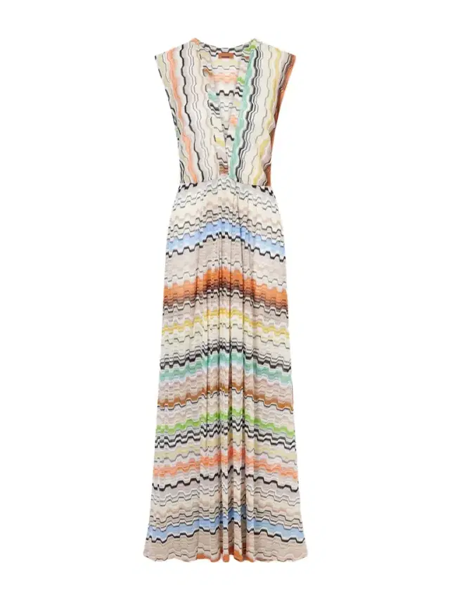 Missoni Pleated Striped Crochet-knit Maxi Dress