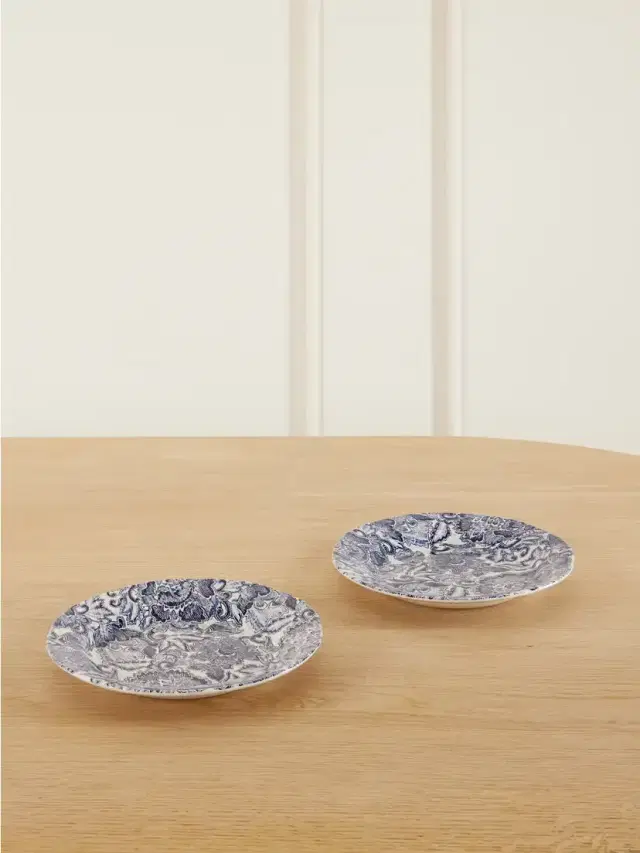 Ralph Lauren Home + Burleigh Faded Peony Set Of Two Painted Earthenware Plates