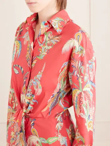 Etro Knotted Printed Cotton-blend Mini Dress | Thumbnail 4 Etro Knotted Printed Cotton-blend Mini Dress | Thumbnail 4