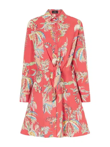 Etro Knotted Printed Cotton-blend Mini Dress | Thumbnail 1 Etro Knotted Printed Cotton-blend Mini Dress | Thumbnail 1