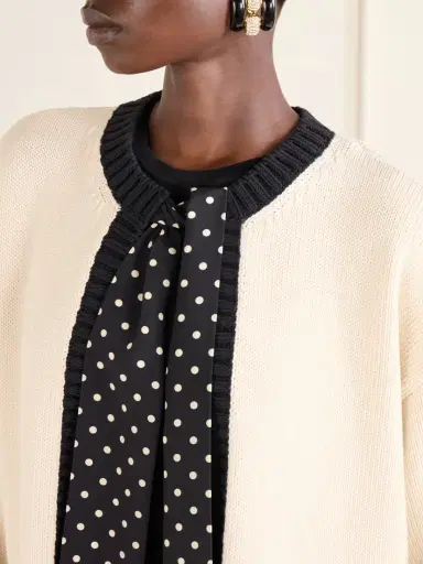 Valentino Garavani Silk-trimmed Cotton-blend Cardigan | Thumbnail 4