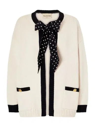 Valentino Garavani Silk-trimmed Cotton-blend Cardigan | Thumbnail 1