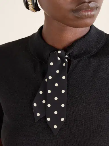 Valentino Garavani Silk-trimmed Wool-blend Knit Polo Shirt | Thumbnail 5 Valentino Garavani Silk-trimmed Wool-blend Knit Polo Shirt | Thumbnail 5