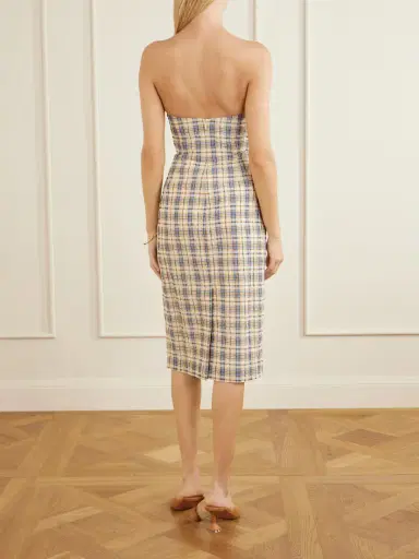 BERNADETTE Bow-embellished Checked Seersucker Midi Dress | Thumbnail 3 BERNADETTE Bow-embellished Checked Seersucker Midi Dress | Thumbnail 3