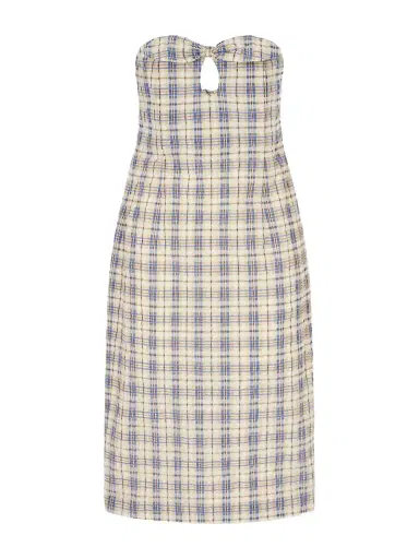 BERNADETTE Bow-embellished Checked Seersucker Midi Dress | Thumbnail 1 BERNADETTE Bow-embellished Checked Seersucker Midi Dress | Thumbnail 1