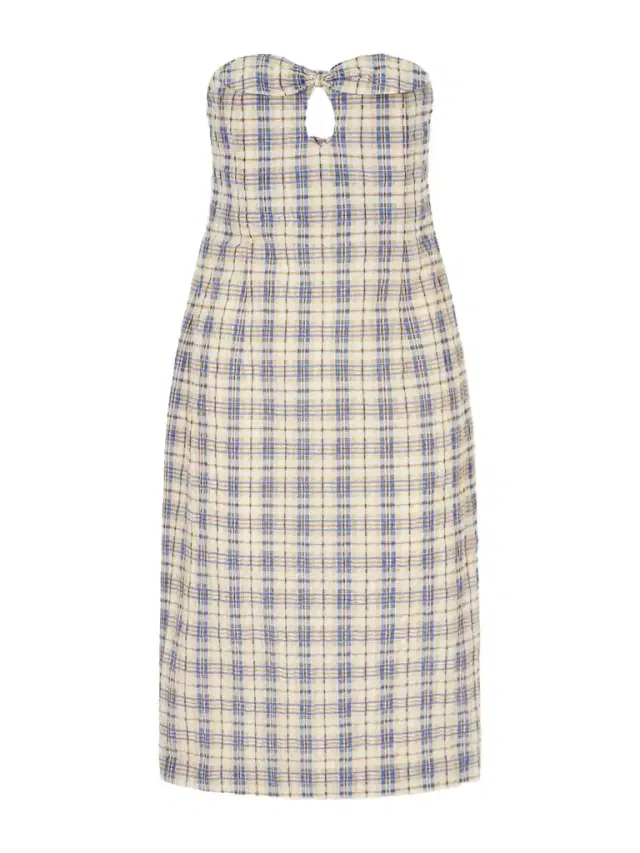 BERNADETTE Bow-embellished Checked Seersucker Midi Dress