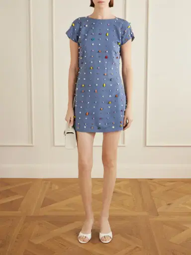 BERNADETTE Anne Appliquéd Cotton And Linen-blend Mini Dress | Thumbnail 2 BERNADETTE Anne Appliquéd Cotton And Linen-blend Mini Dress | Thumbnail 2