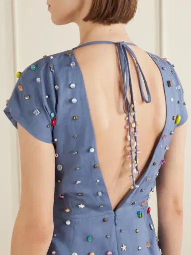 BERNADETTE Anne Appliquéd Cotton And Linen-blend Mini Dress | Thumbnail 4 BERNADETTE Anne Appliquéd Cotton And Linen-blend Mini Dress | Thumbnail 4