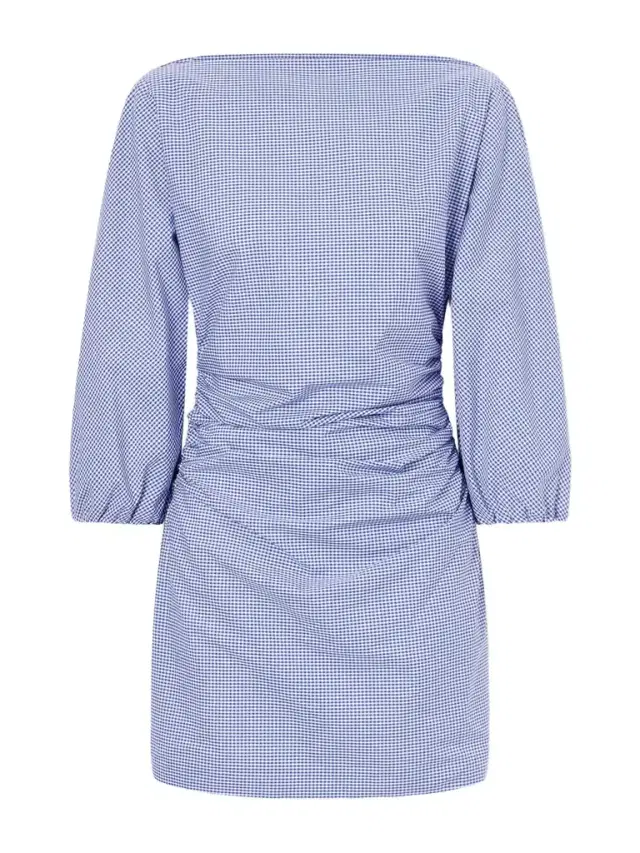 BERNADETTE Ezra Gathered Checked Cotton Mini Dress