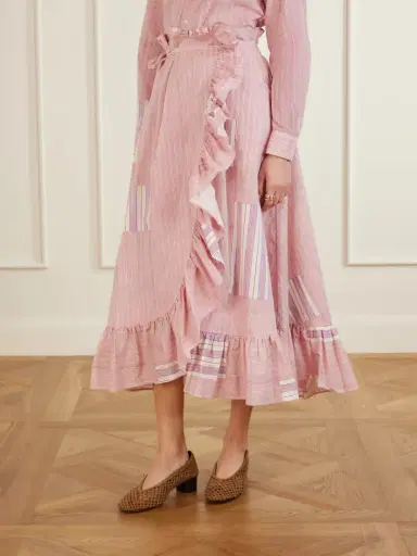 Thierry Colson Tasha Ruffled Striped Cotton-voile Wrap Midi Skirt | Thumbnail 3 Thierry Colson Tasha Ruffled Striped Cotton-voile Wrap Midi Skirt | Thumbnail 3