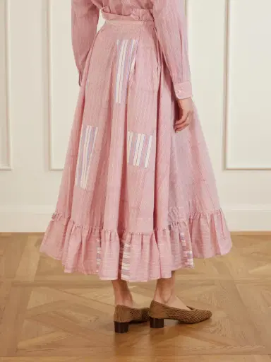 Thierry Colson Tasha Ruffled Striped Cotton-voile Wrap Midi Skirt | Thumbnail 4 Thierry Colson Tasha Ruffled Striped Cotton-voile Wrap Midi Skirt | Thumbnail 4