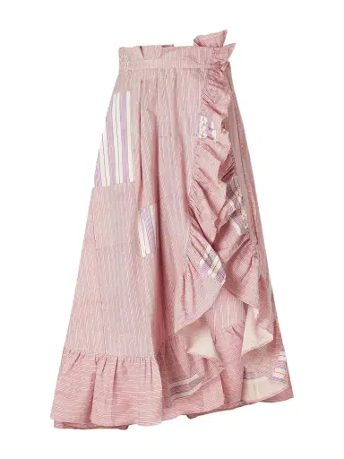 Thierry Colson Tasha Ruffled Striped Cotton-voile Wrap Midi Skirt | Thumbnail 1 Thierry Colson Tasha Ruffled Striped Cotton-voile Wrap Midi Skirt | Thumbnail 1