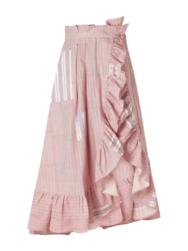Thierry Colson Tasha Ruffled Striped Cotton-voile Wrap Midi Skirt