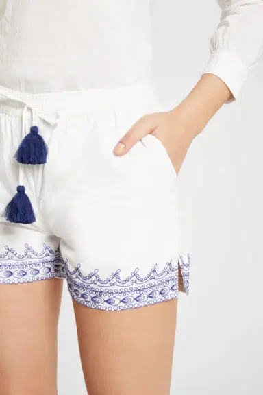 Emporio Sirenuse Milly Franco'S Shorts White Blue Emb | Thumbnail 4 Emporio Sirenuse Milly Franco'S Shorts White Blue Emb | Thumbnail 4