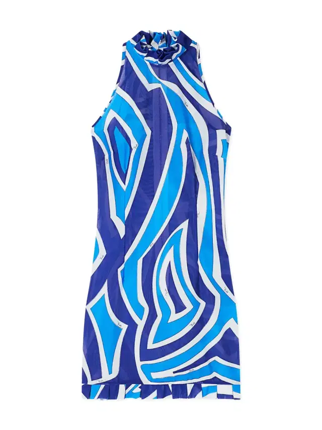 PUCCI Ruffled Labirinto Print Dress