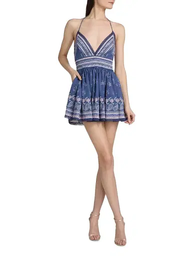 LoveShackFancy Women's Arletta Printed Cotton-Blend Minidress - Midnight Harbor - Size 14 | Thumbnail 2 LoveShackFancy Women's Arletta Printed Cotton-Blend Minidress - Midnight Harbor - Size 14 | Thumbnail 2