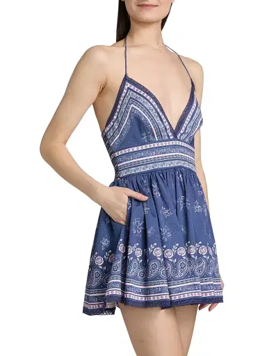 LoveShackFancy Women's Arletta Printed Cotton-Blend Minidress - Midnight Harbor - Size 14 | Thumbnail 4 LoveShackFancy Women's Arletta Printed Cotton-Blend Minidress - Midnight Harbor - Size 14 | Thumbnail 4