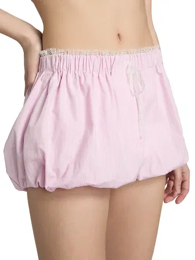 LoveShackFancy Women's Sparrow Lace-Trimmed Striped Cotton Shorts - Hibiscus Honey | Thumbnail 6
